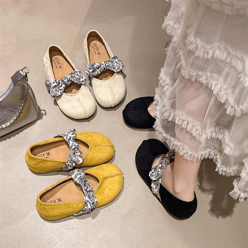 厚底勃肯单鞋女2025新款秋季一脚蹬蝴蝶结浅口内增高玛丽珍豆豆鞋