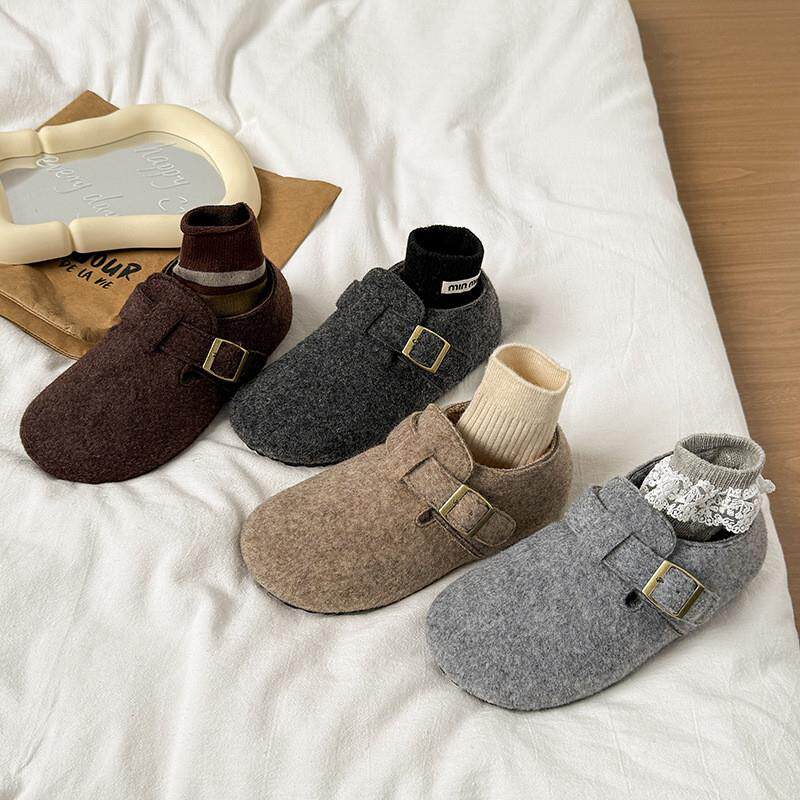 全包灰色勃肯鞋女鞋子2026秋冬新款爆款一脚蹬懒人鞋加绒博肯棉鞋