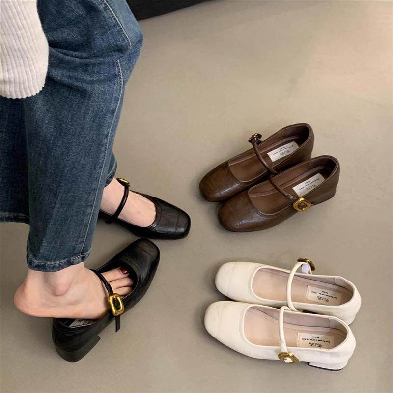 法式晚风浅口单鞋女粗跟2026春季新款韩版小皮鞋复古中跟玛丽珍鞋,女鞋,玛丽珍鞋,淘宝优惠券,粉丝福利购,淘宝优惠卷