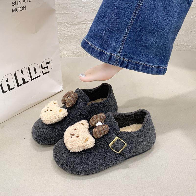 可爱卡通小熊毛呢全包勃肯鞋女2026年新款加绒保暖一脚蹬豆豆棉鞋,女鞋,勃肯鞋/软木鞋,淘宝优惠券,粉丝福利购,淘宝优惠卷