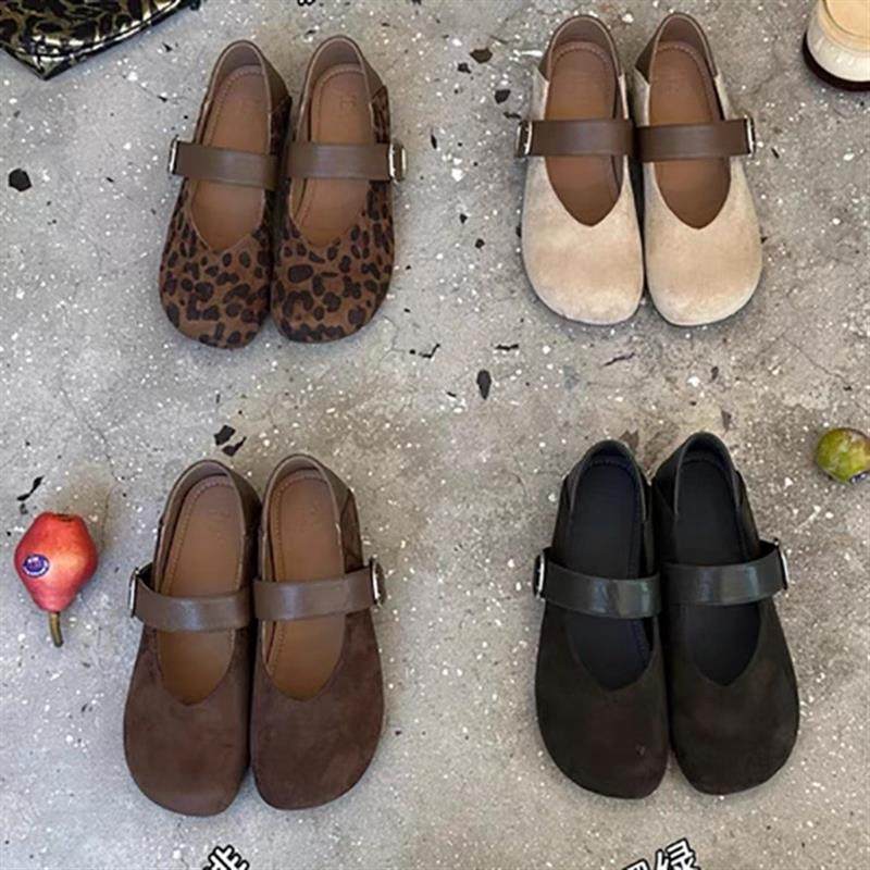 复古豹纹勃肯鞋女浅口芒果头单鞋女一字扣玛丽珍豆豆鞋芭蕾鞋秋季,女鞋,其他拖鞋,淘宝优惠券,粉丝福利购,淘宝优惠卷
