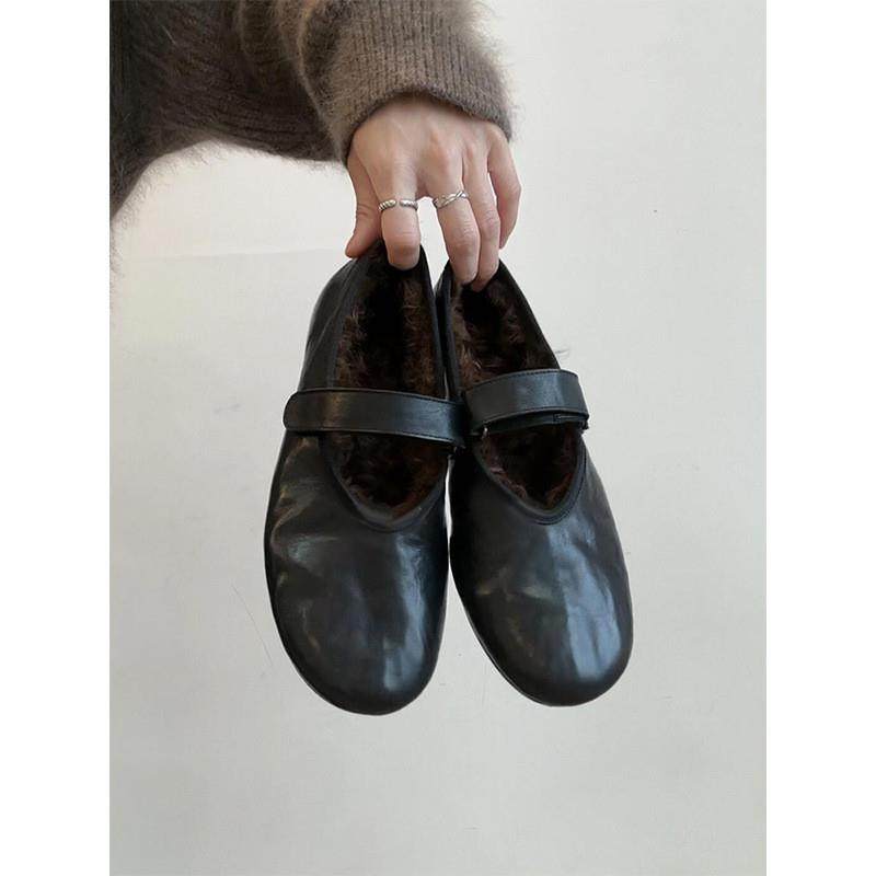 韩版魔术贴浅口玛丽珍女鞋2026年新款复古百搭加绒保暖平底芭蕾鞋,女鞋,时尚芭蕾鞋,淘宝优惠券,粉丝福利购,淘宝优惠卷