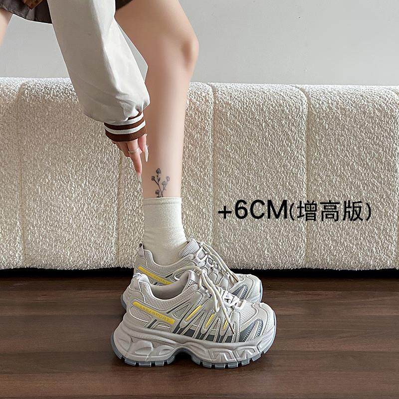 厚底增高显瘦老爹鞋女2026新款春季小个子休闲运动鞋百搭系带单鞋