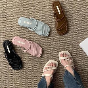 两穿法式晚风拖鞋女夏季外穿2026年新款韩版细带仙女温柔粗跟凉鞋