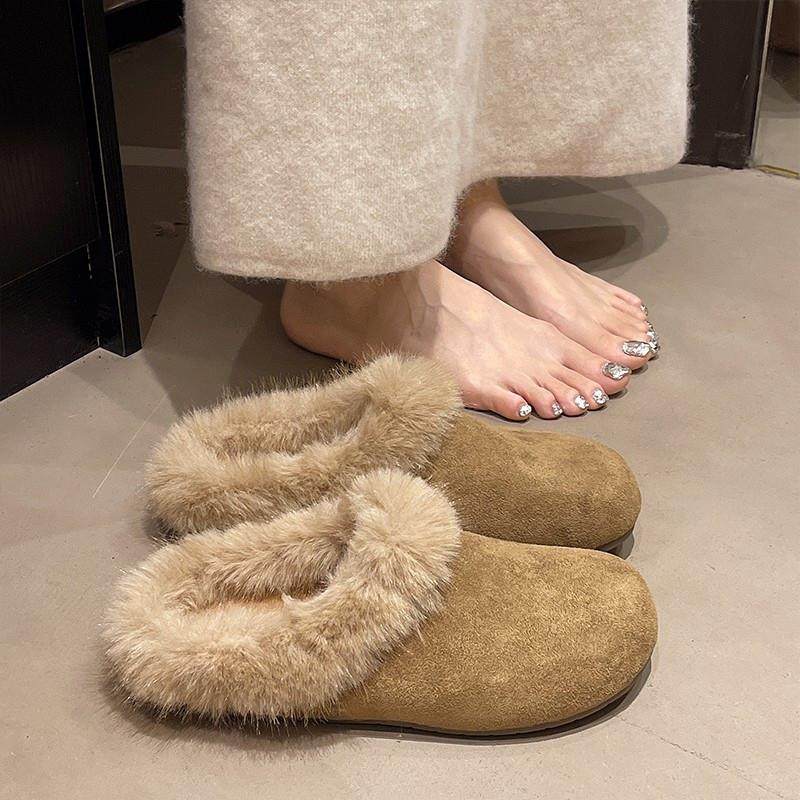 法式复古平底勃肯拖鞋女外穿2026年新款加绒保暖一脚蹬毛毛拖鞋,女鞋,毛毛鞋,淘宝优惠券,粉丝福利购,淘宝优惠卷