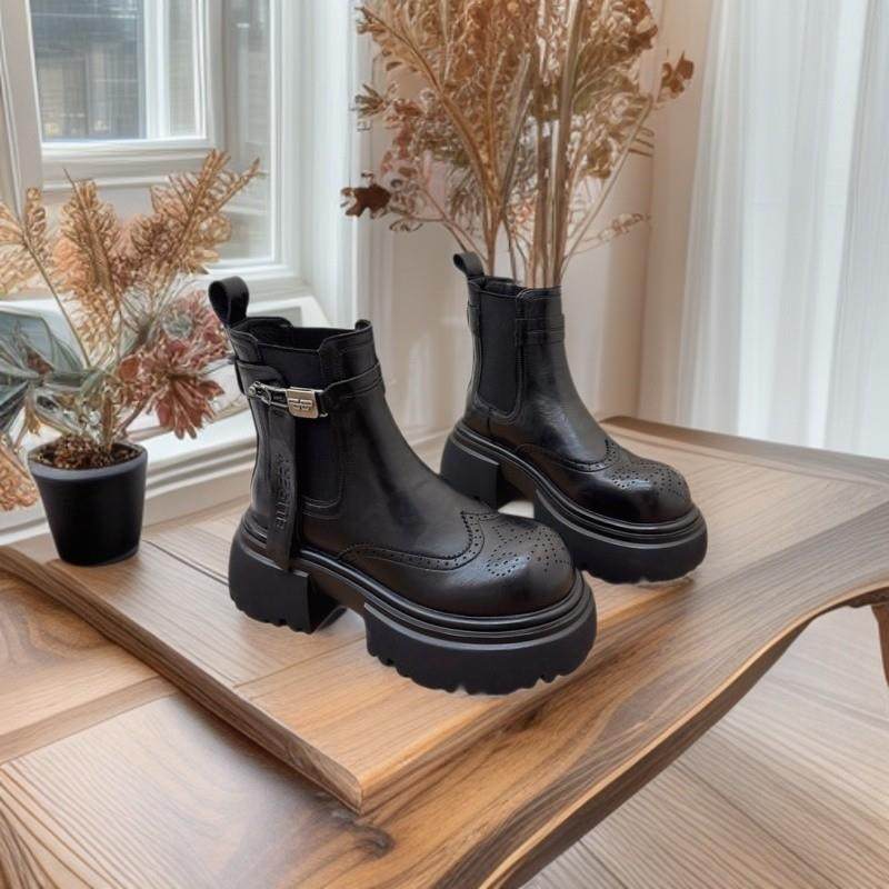 爆款~切尔西皮靴马丁靴女皮带扣2026新款英伦烟筒靴短靴时尚百搭,女鞋,马丁靴,淘宝优惠券,粉丝福利购,淘宝优惠卷