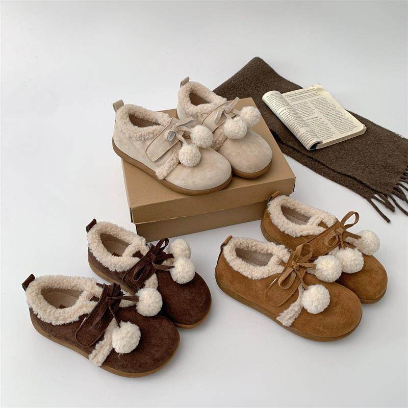 蝴蝶结可爱毛球厚底勃肯鞋女2026新款舒适百搭加绒保暖一脚蹬棉鞋,女鞋,浅口单鞋,淘宝优惠券,粉丝福利购,淘宝优惠卷