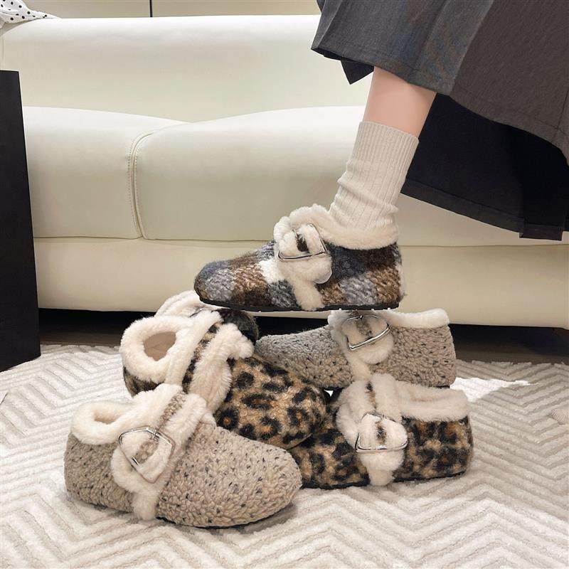 复古平底毛毛勃肯鞋女2026年新款加绒加厚舒适保暖一脚蹬豆豆棉鞋,居家布艺,居家棉拖/棉鞋,淘宝优惠券,粉丝福利购,淘宝优惠卷