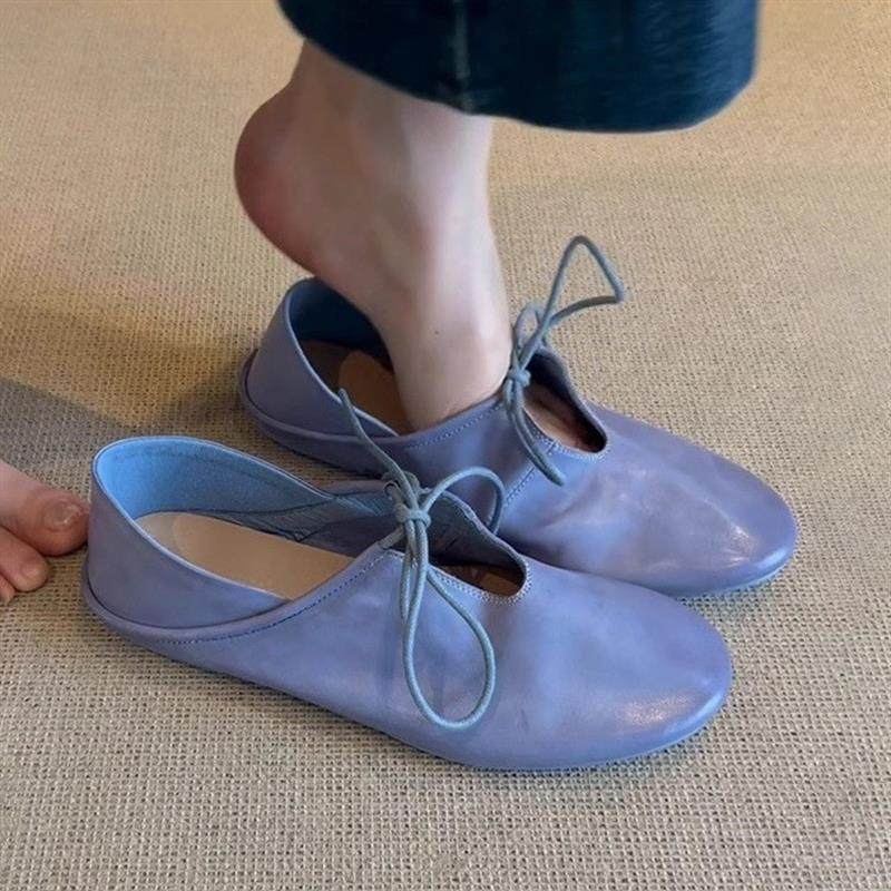 软皮版~复古软皮平底踩跟两穿小皮鞋女早春新款系带镂空圆头单鞋,女鞋,其他拖鞋,淘宝优惠券,粉丝福利购,淘宝优惠卷