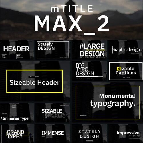 FCPX插件mTitle MAX 2现代创意设计大标题字幕动画预设30个