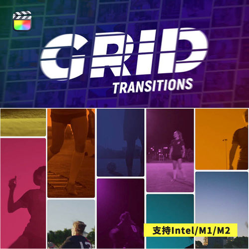 FCPX插件Grid Transitions多画面网格动态分屏切换转场预设40个