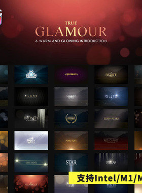 FCPX插件ProIntro Glamour婚礼颁奖华丽闪耀字幕标题动画预设30个