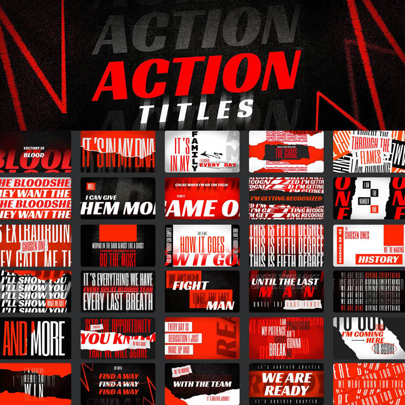 FCPX插件Action Titles现代动感全屏字幕大标题排版动画预设30个