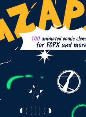 FCPX插件mZap卡通动漫流体MG动画元素预设100个