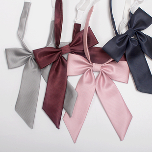 蝴蝶结免打学院风女士衬衫领结酒红色粉色黑色藏蓝色灰jk制服领结