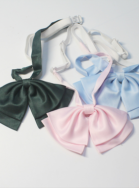 可爱风马卡龙浅紫色领结衬衫JK领饰樱花柄双层粉色小心心蝴蝶结