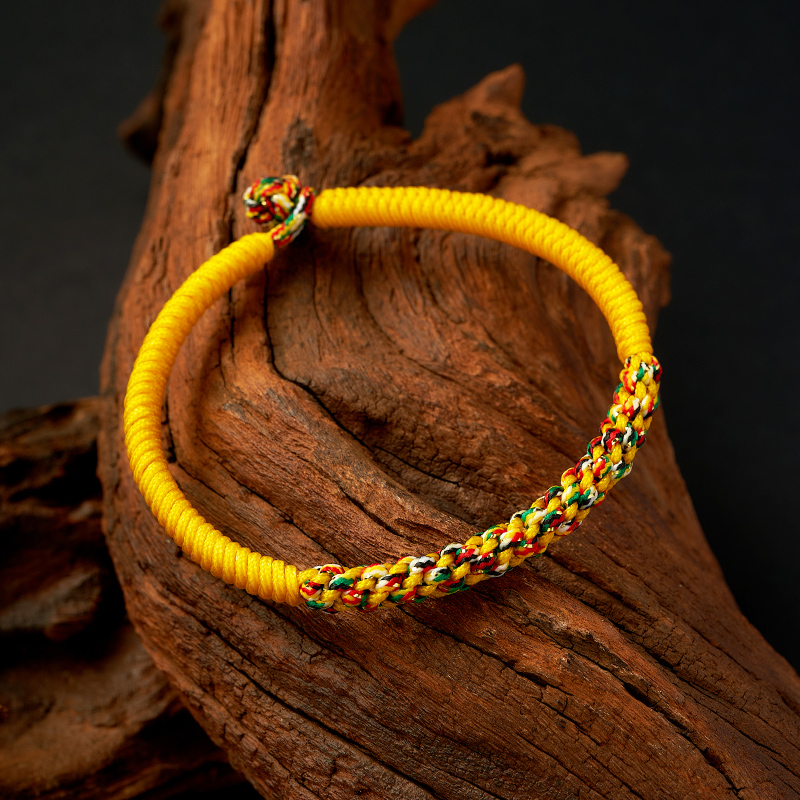 黄色手绳聚财气转运金刚结编织红绳男款女士手链绳手工编织绳