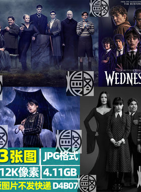 星期三亚当斯海报插画4K12K超高清手机电脑图片装饰画壁纸jpg素材