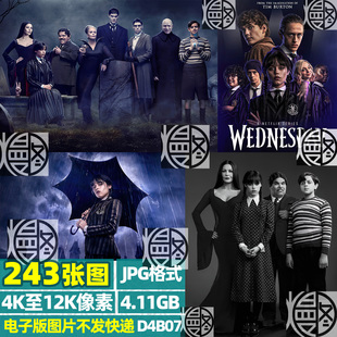 星期三亚当斯海报插画4K12K超高清手机电脑图片装饰画壁纸jpg素材