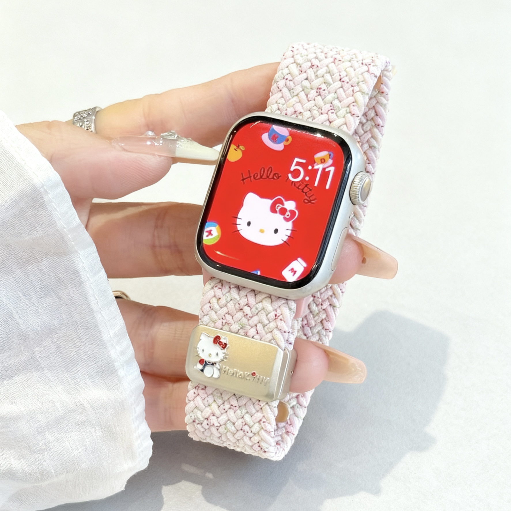 适用苹果42/46MM手表表带iWatch s10尼龙弹力applewatch9编织磁吸