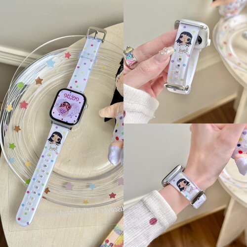 多巴胺彩色波点小玉条纹适用华强北CD12Max苹果iwatchs11智能46MM