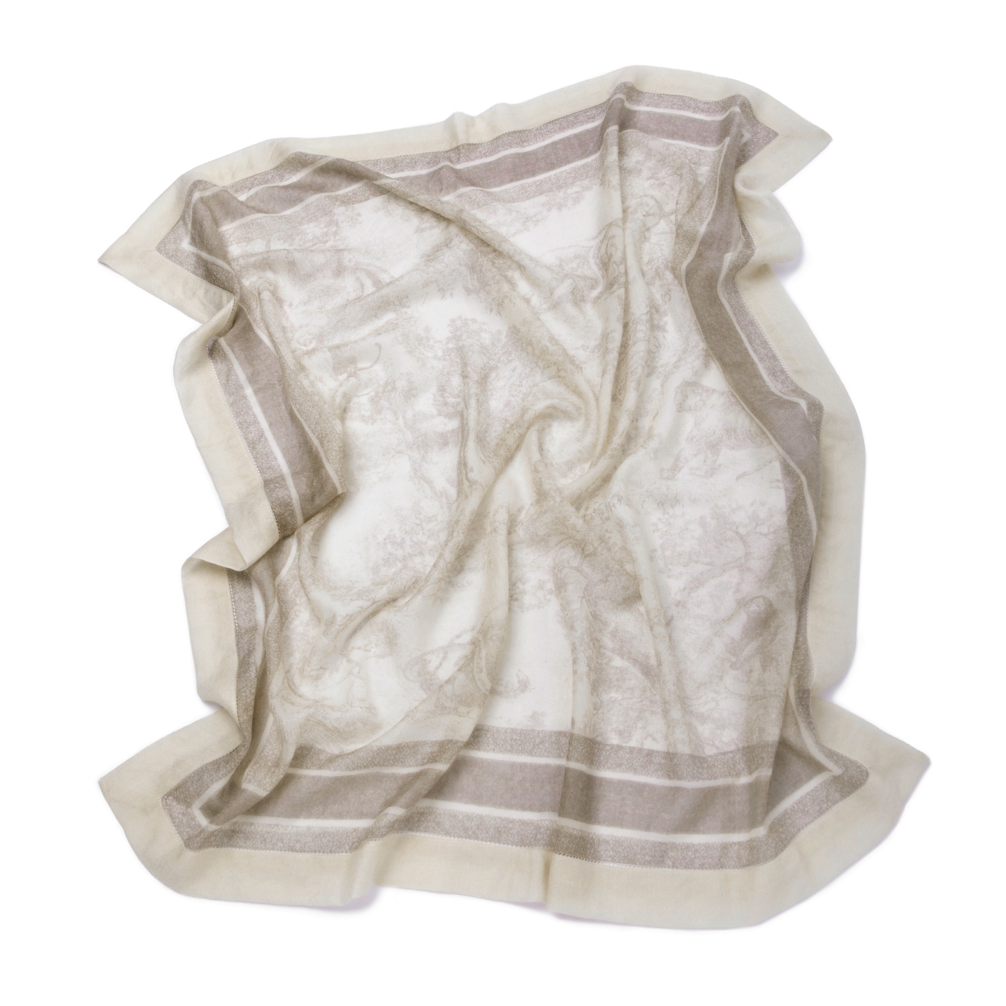 欧单小众设计师轻奢人字纹提花双层包边羊绒戒指绒印花方巾保暖女