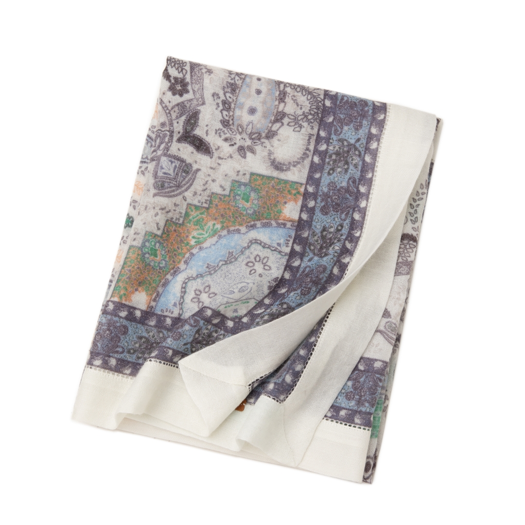 新品春夏薄款100%水溶羊绒印花方巾空调房用保暖200支披肩围巾女