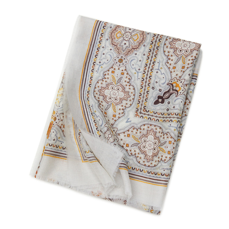 高的欧美民族风柔软外搭水溶羊毛印花大方巾女士春夏薄款围巾丝巾