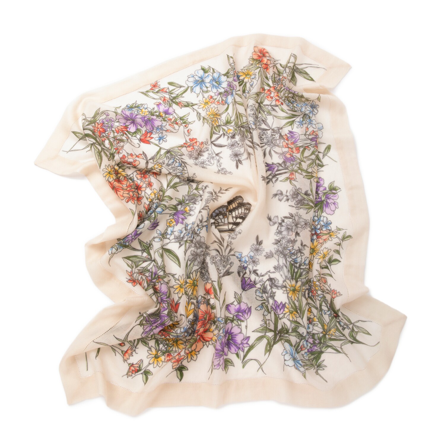 新品双层包边水溶羊绒戒指绒薄款空调房印花围巾女百搭时尚方巾女