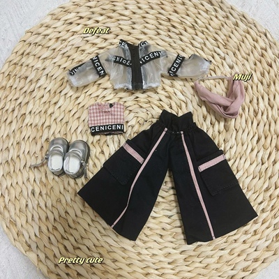 bjd6分娃衣套装背带工装裤阔腿裤卫衣外套30cm胖体娃娃衣服配件