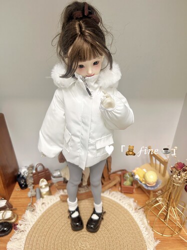 【冰川雪白】bjd 四分娃衣棉服棉衣上衣外套白色学院风休闲4/1