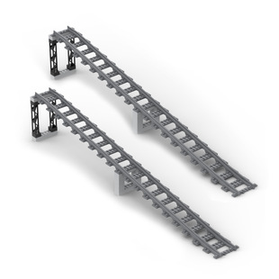 城市火车轨道上下爬坡高架桥支架DIY铁轨延长道路拓展拼装积木