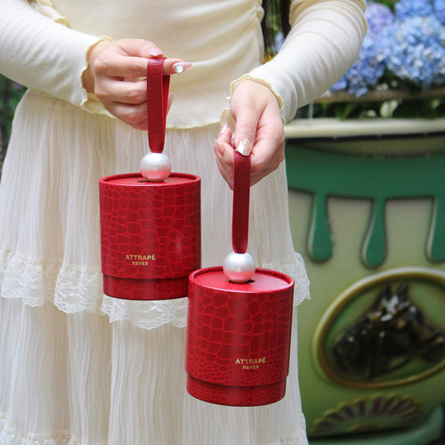 【爱慕珍珠】手提喜糖盒欧式免折叠成品酒红色创意高级仿鳄鱼皮