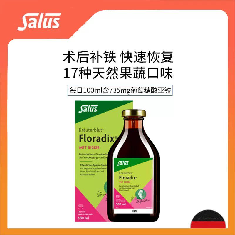 德国绿版铁元Floradix孕妇孕期女性儿童成人进口补铁血500ml
