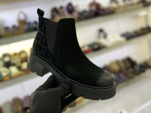 cSDUN欧洲站女靴2025冬款磨砂皮切尔西靴马丁短靴皮里绒里拼豹纹