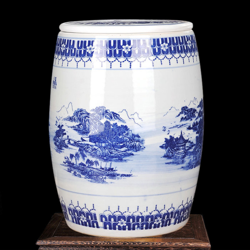 30斤米缸 景德镇陶瓷米桶水缸油缸 醋坛子油缸储物瓶罐 50斤米罐