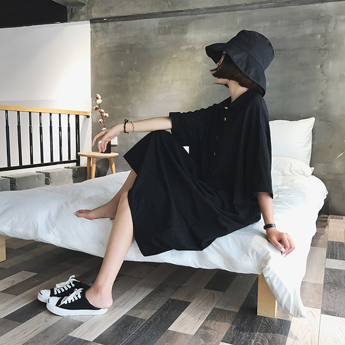 MATERNITY SUMMER CLOTHES NEW KOREAN VERSION MIDI CHIFFON DRESS FASHION PLUS SIZE LOOSE 200 POUND SHORT SLEEVE SKIRT