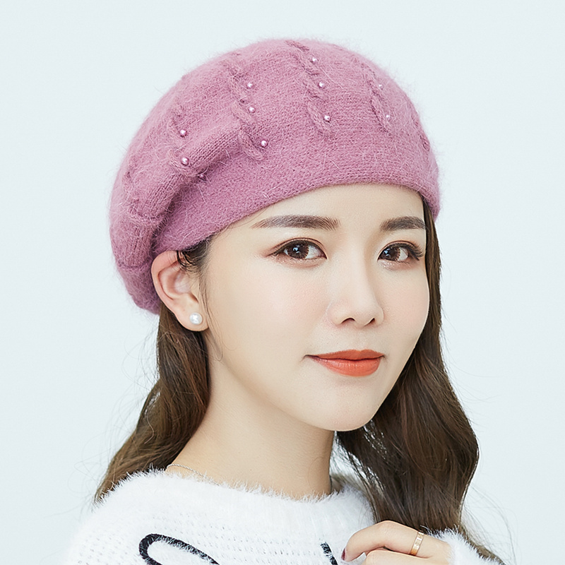 兔毛贝雷帽子英伦画家妈妈蓓蕾