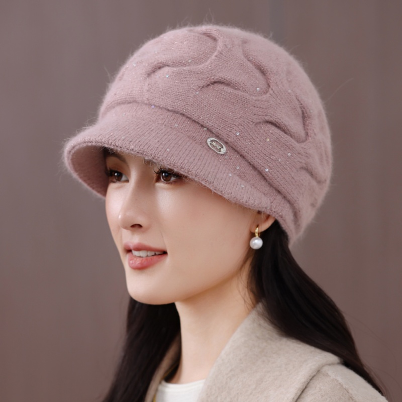 秋冬新款兔毛帽保暖护耳鸭舌帽