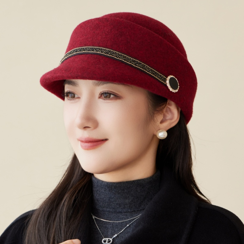 秋冬新款羊毛呢马术帽