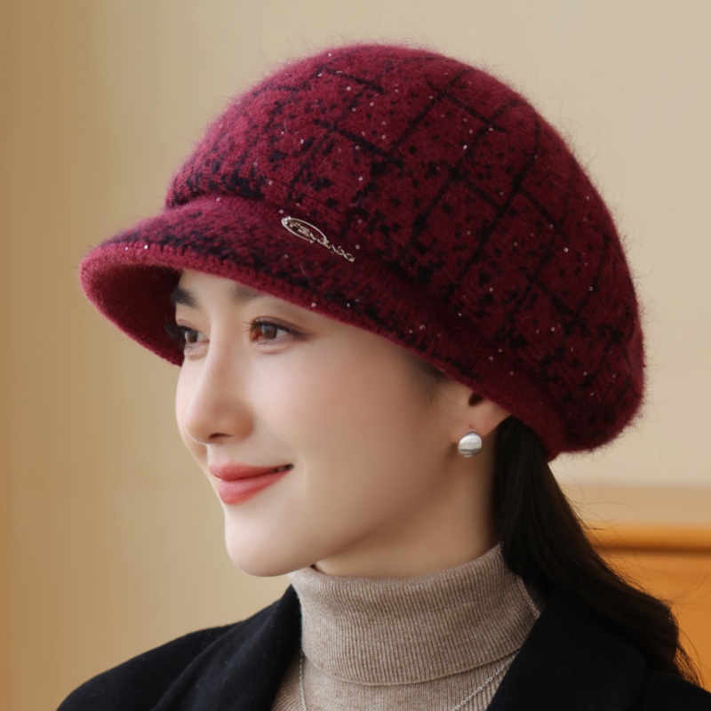 时尚中老年人兔毛鸭舌帽