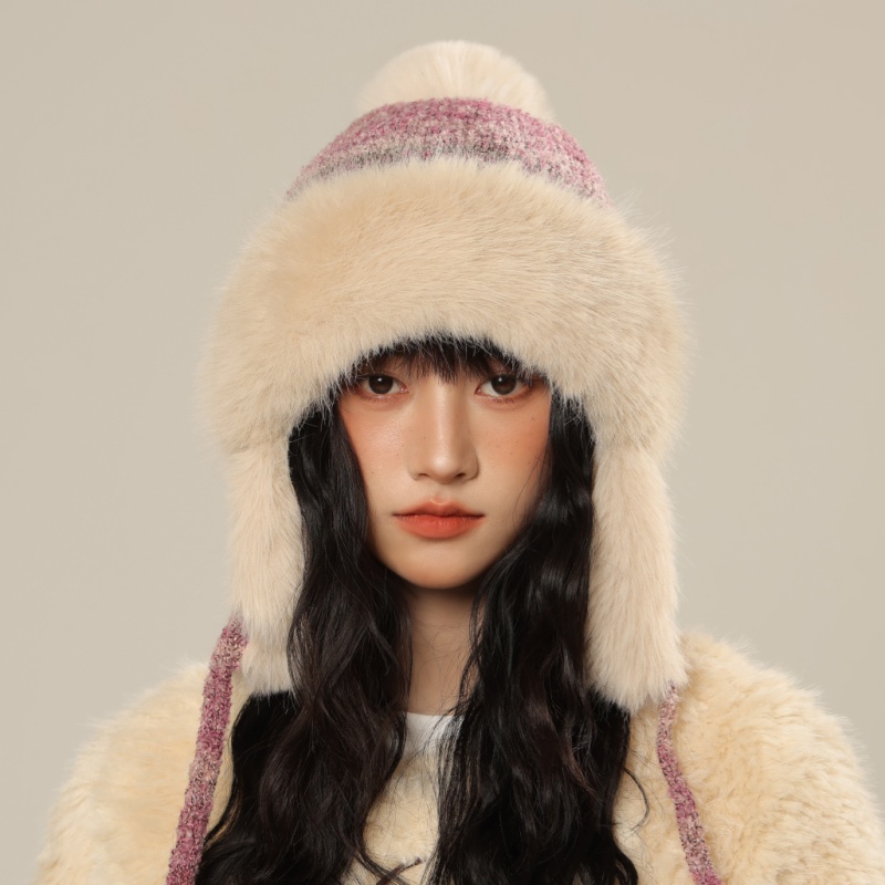 秋冬季新款可爱毛绒帽子女加绒