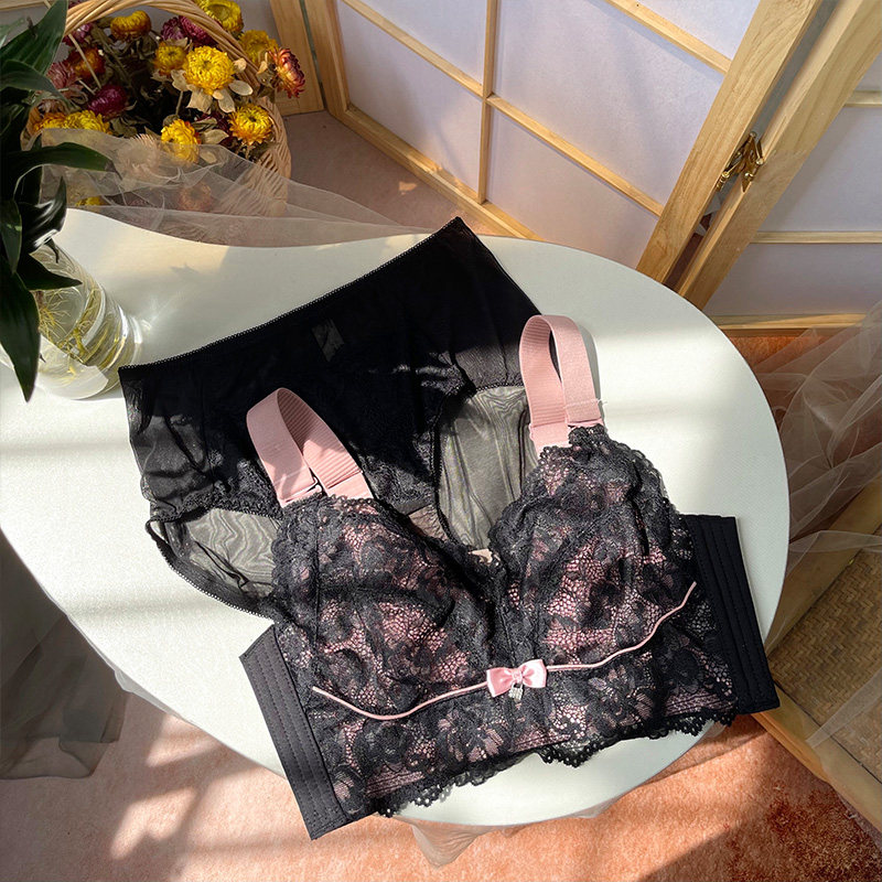 SUREgirl乳胶兔耳朵性感蕾丝水晶杯气质文胸薄款显胸小无钢圈内衣