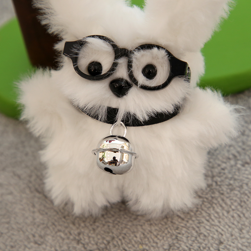 卡通可爱眼镜小奶狗长毛绒挂件