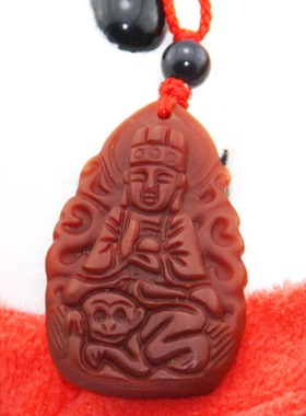 精雕红玉髓大日如来属猴挂坠