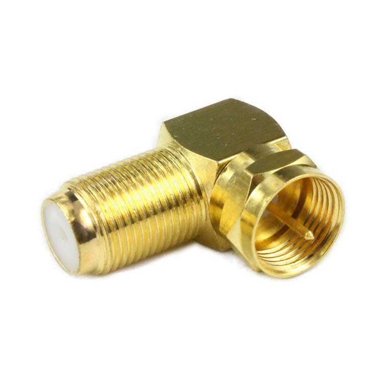镀金全铜英制f头公转英制f母 有线电视机顶盒转换转接头直角弯头
