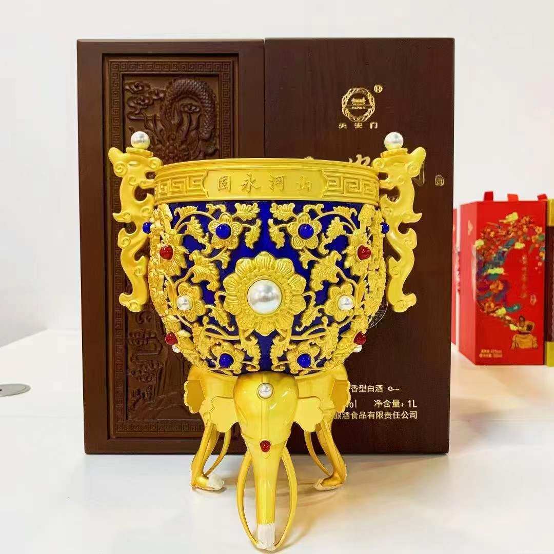 北京华都 天安门山河永固 53度酱香型白酒1L礼盒装收藏摆柜