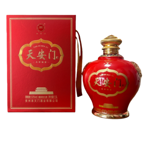 华都天安门酒 吉祥如意 酱香型白酒 53度 1.5L 1坛 礼盒装