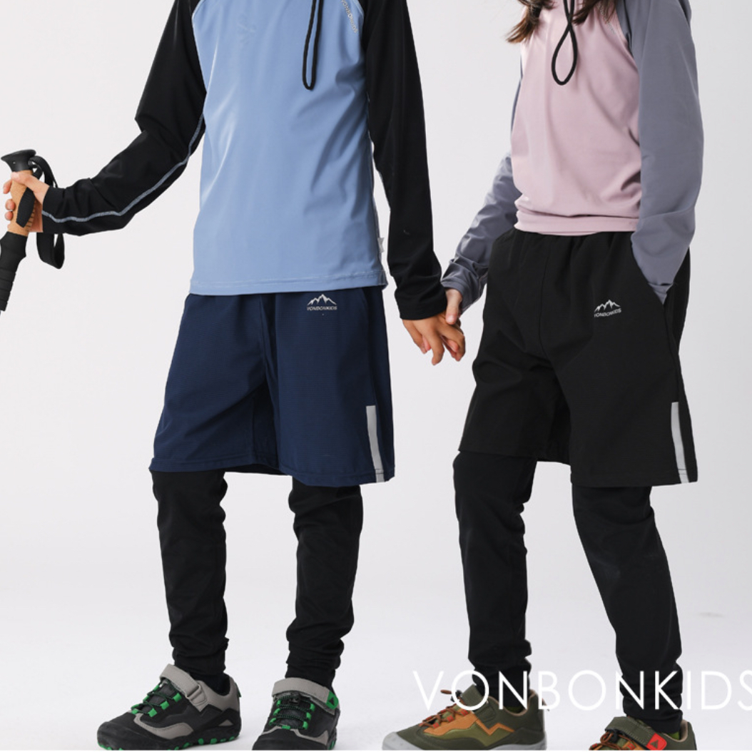 中大童户外运动假两件长裤 速干 长裤加短裤 速干裤