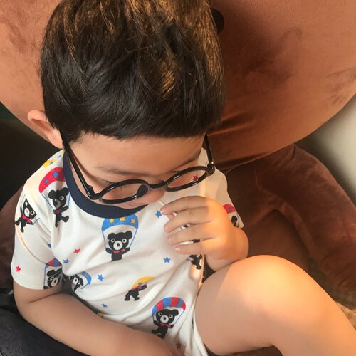 小黑熊男童全棉印花日系短袖T恤